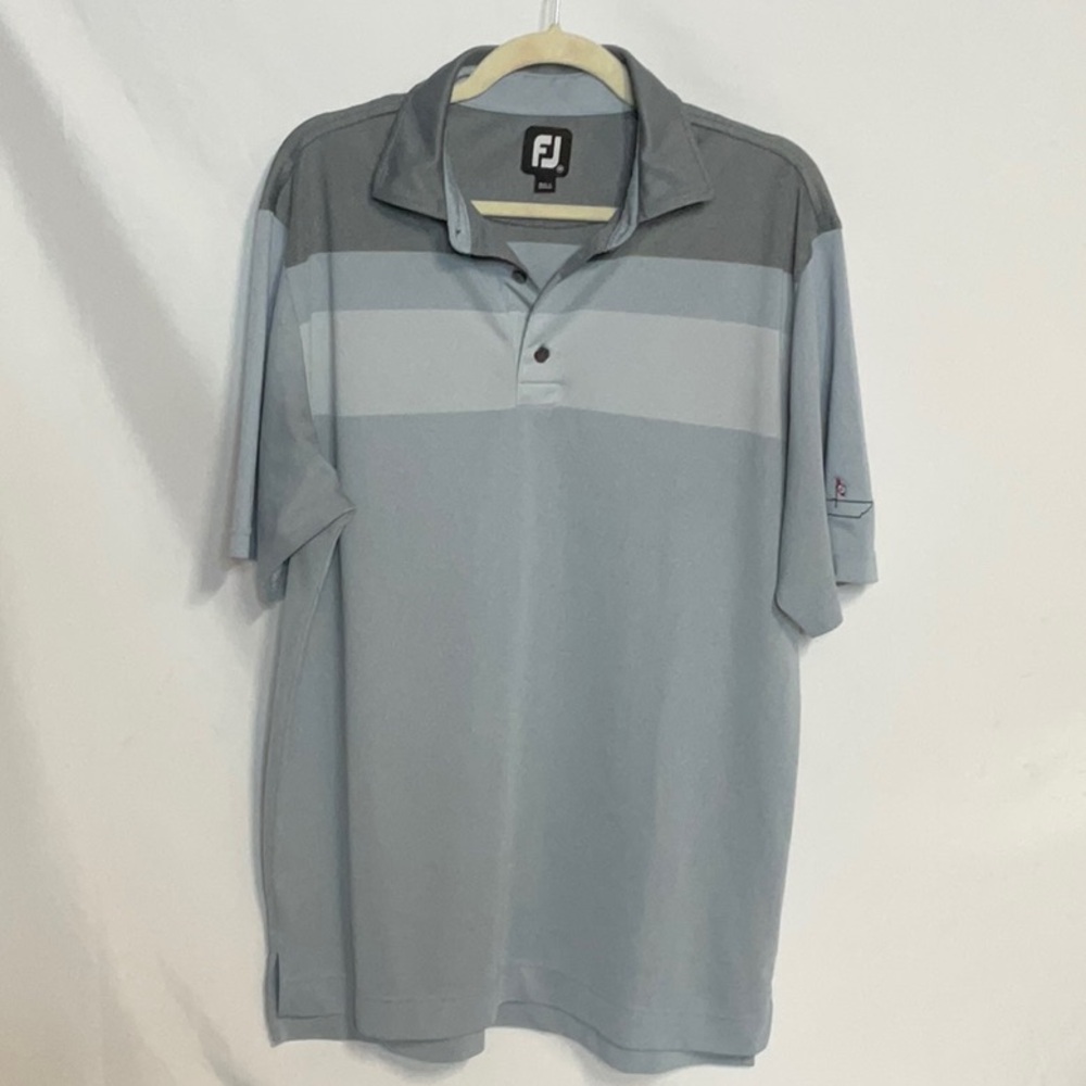 FootJoy Men's Two-Tone Gray Knit Polo Shirt Size M